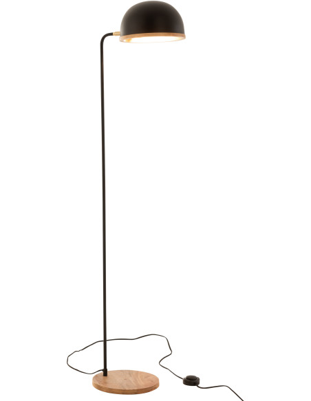 Lampadaire sur pied Évi en Métal Noir Bois Naturel - 3