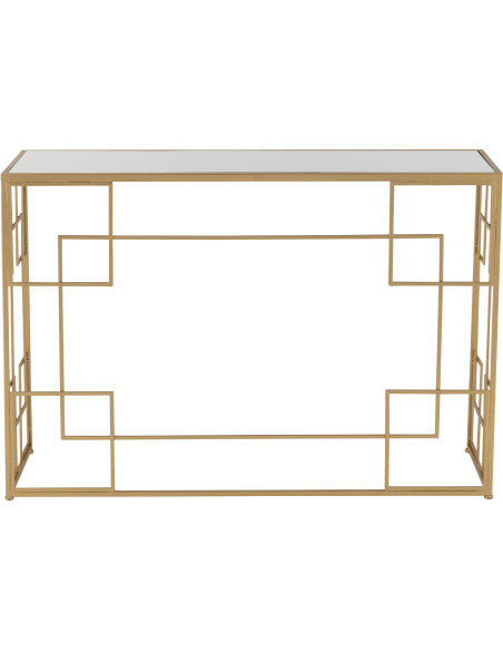 Console Rectangulaire Rami en Métal Doré Verre - 2