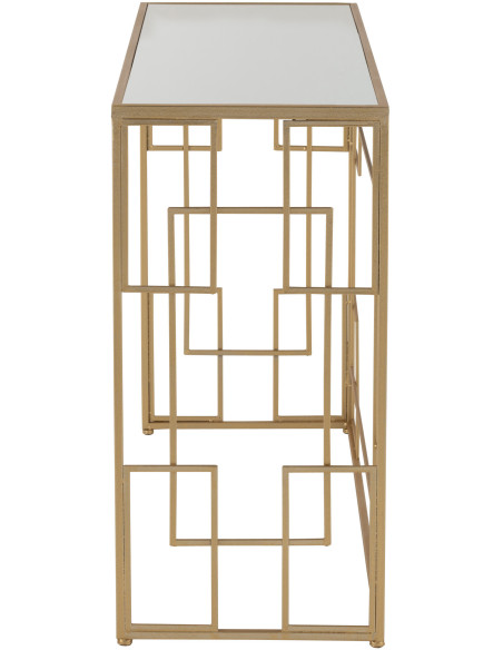 Console Rectangulaire Rami en Métal Doré Verre - 3