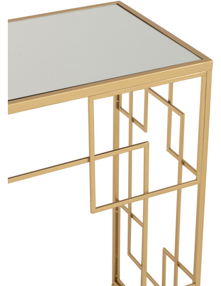 Console Rectangulaire Rami en Métal Doré Verre - 6