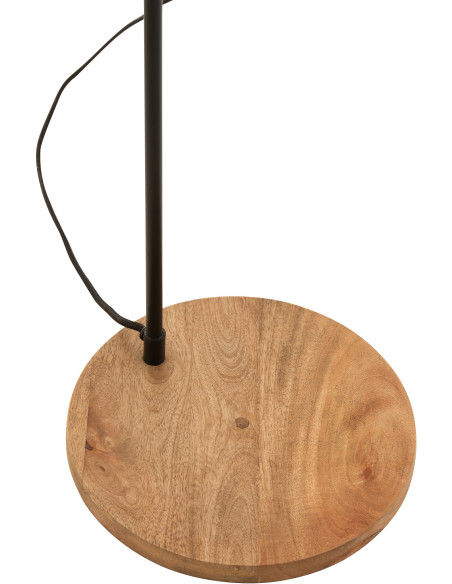 Lampadaire sur pied Évi en Métal Noir Bois Naturel - 5