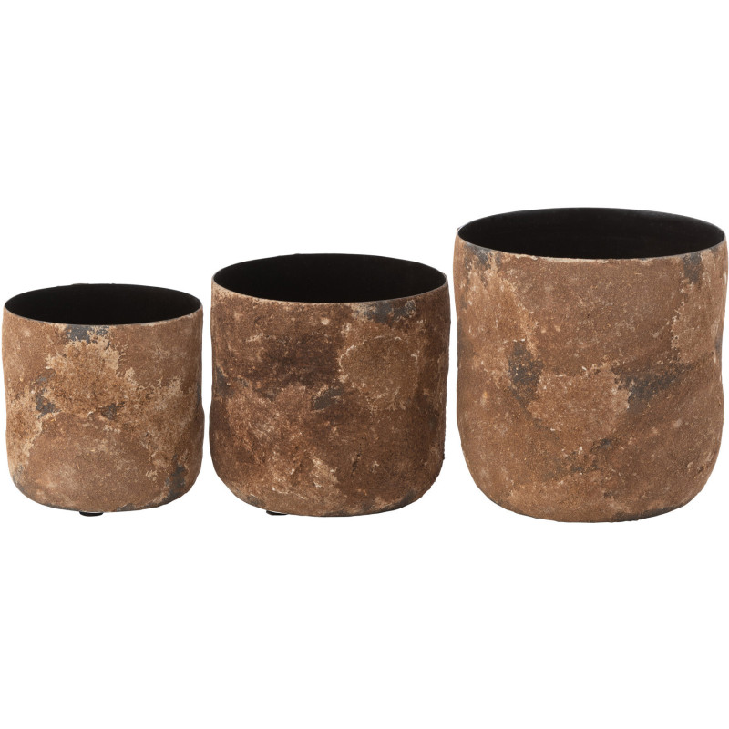 Cache-pot en Métal Marron Doji Effet rugueux (Lot de 3) - 3