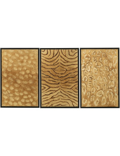 Toile imprimée et peinte Rectangulaire Motif Animal Animalis 35x50 (Lot de 3) J-Line - 1