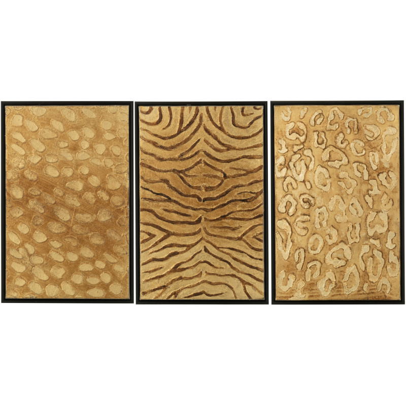 Toile imprimée et peinte Rectangulaire Motif Animal Animalis 35x50 (Lot de 3) J-Line - 1