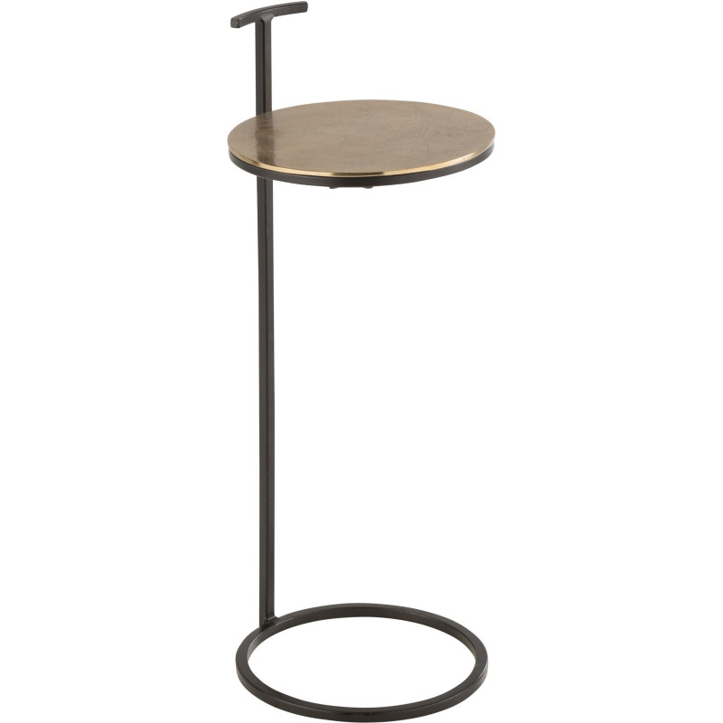 Table Bout de canapé Ronde Stand en Aluminium Doré Métal Noir Avec poignée - 1