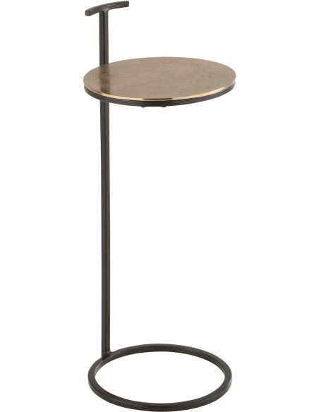 Table Bout de canapé Ronde Stand en Aluminium Doré Métal Noir Avec poignée - 1