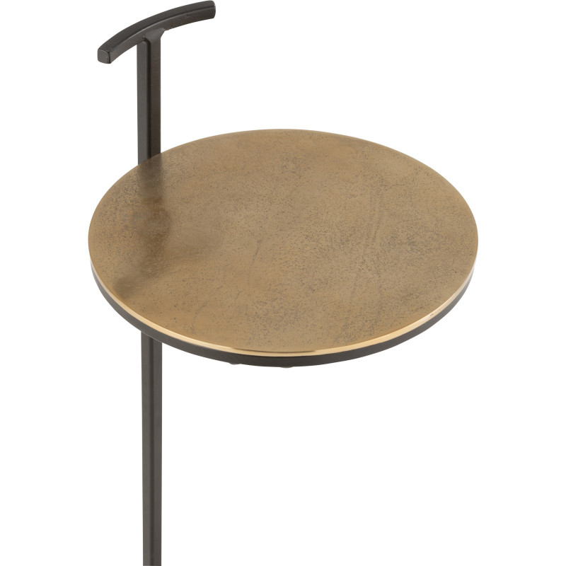 Table Bout de canapé Ronde Stand en Aluminium Doré Métal Noir Avec poignée - 3