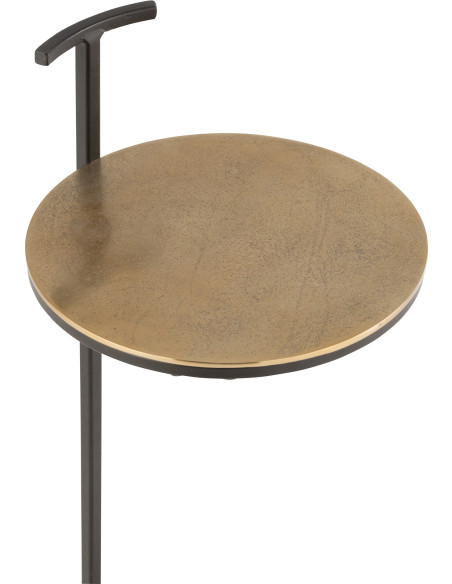 Table Bout de canapé Ronde Stand en Aluminium Doré Métal Noir Avec poignée - 3