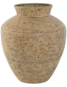 Vase style antique Rond XL Hauteur 38 cm en Métal Beige Vieilli Anthur - 1