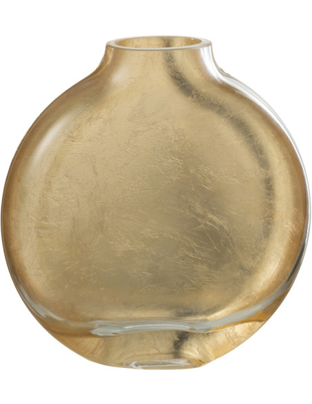 Vase Rond Miki Hauteur 15 cm en Verre Doré - 1