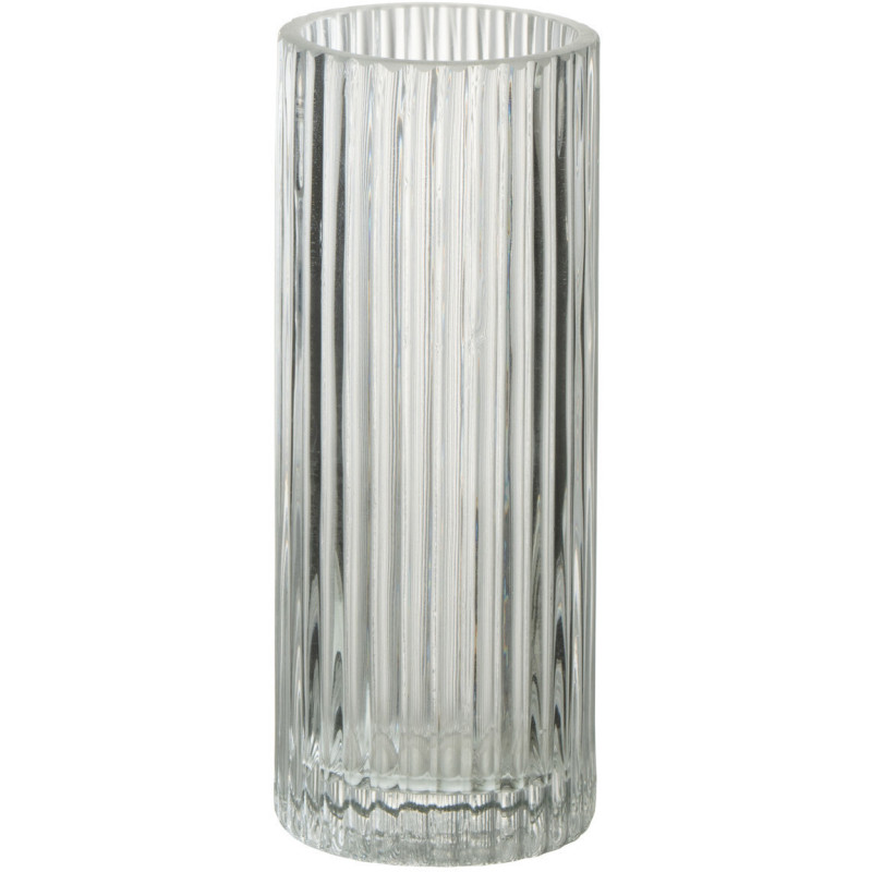Vase Cylindrique Ritzya Hauteur 20 cm en Verre Transparent Motif lignes - 1