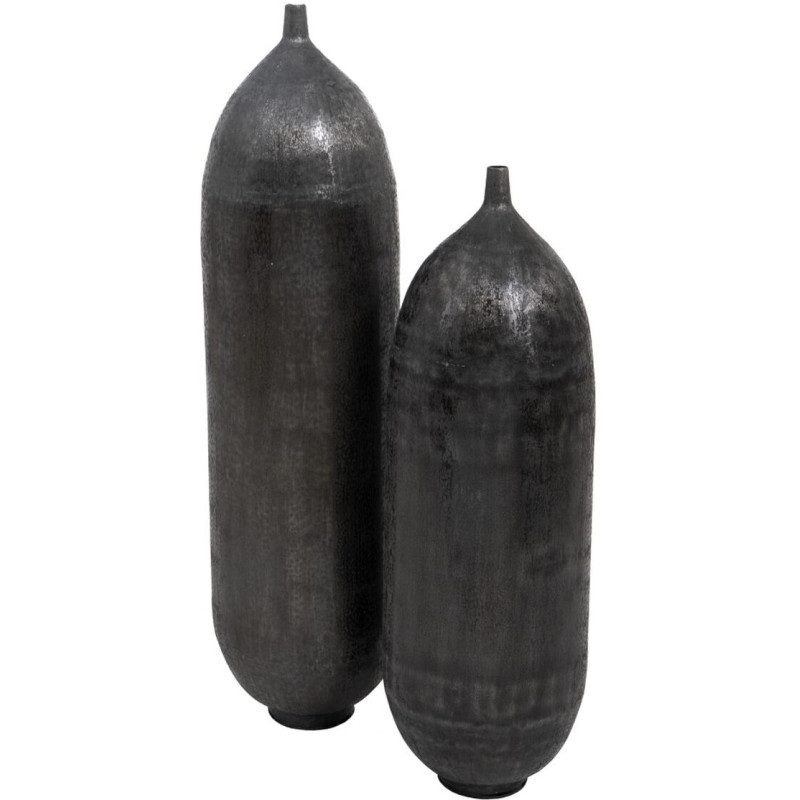 Vase moderne Ovale XXL Hauteur 100 cm en Métal Noir Amaran - 7