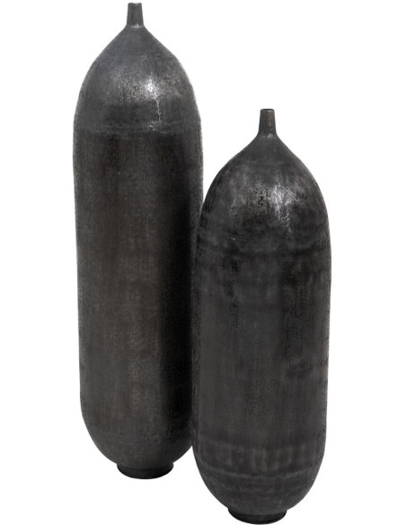 Vase moderne Ovale XXL Hauteur 100 cm en Métal Noir Amaran - 7