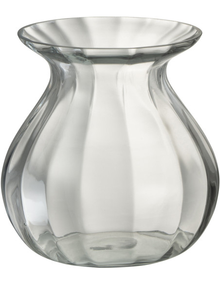 Vase Rond Amo Hauteur 20 cm en Verre Transparent - 1