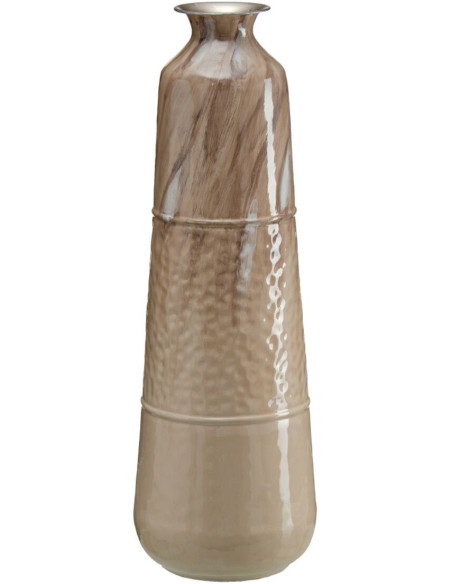 Vase moderne Cylindrique XXL Hauteur 84 cm en Métal Beige Kalanl - 1