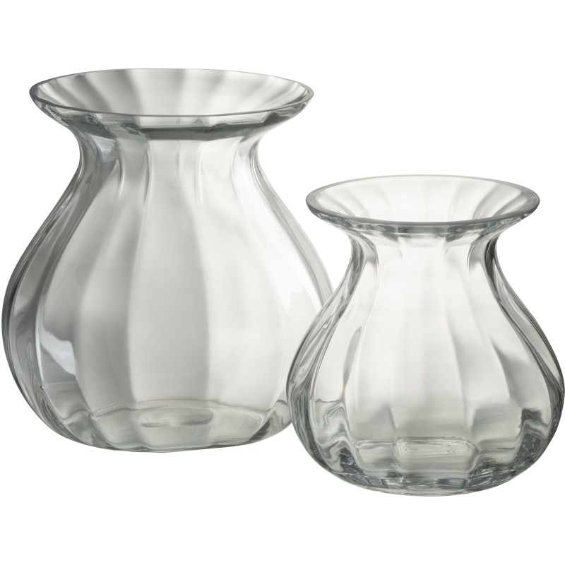 Vase Rond Amo Hauteur 20 cm en Verre Transparent - 2