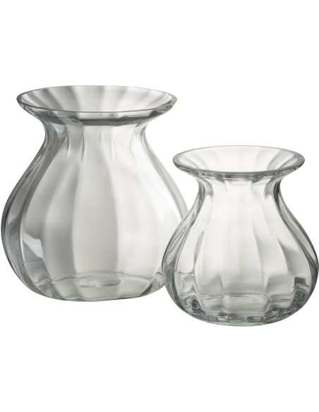 Vase Rond Amo Hauteur 20 cm en Verre Transparent - 2