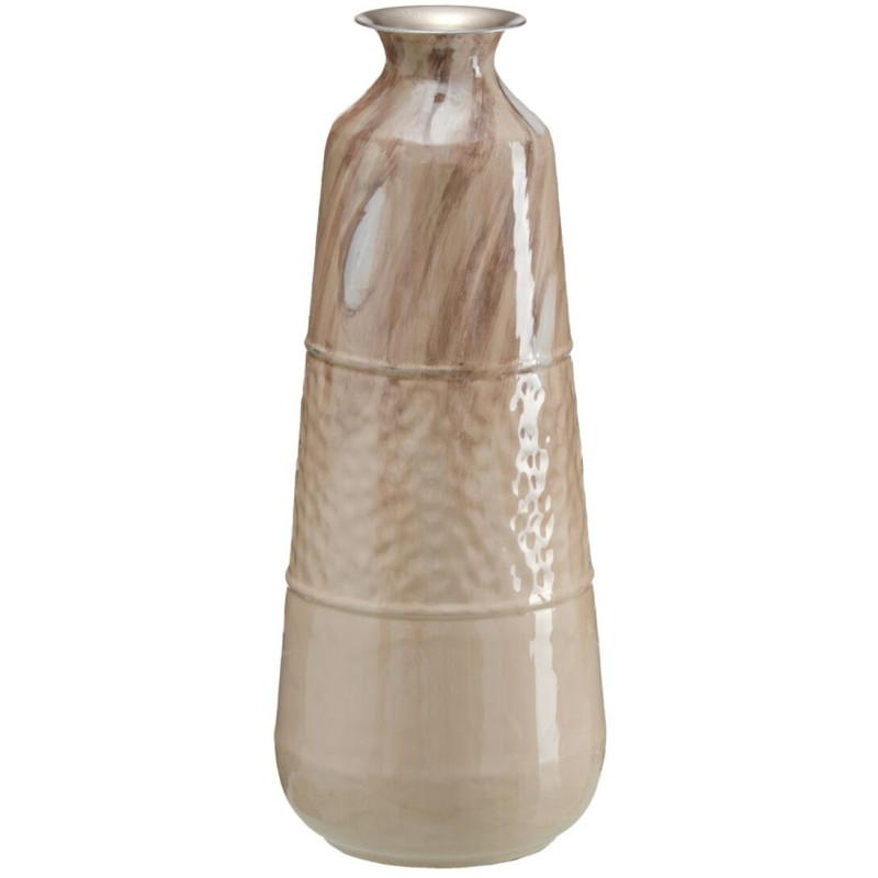 Vase moderne Cylindrique XXL Hauteur 68 cm en Métal Beige Kalanl - 1