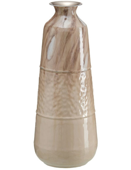 Vase moderne Cylindrique XXL Hauteur 68 cm en Métal Beige Kalanl - 1