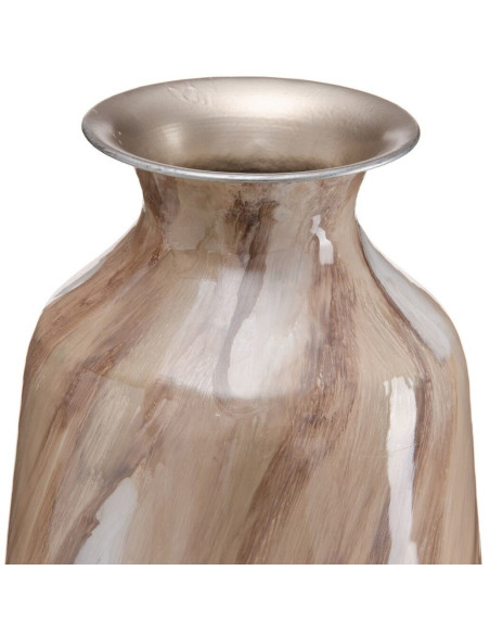 Vase moderne Cylindrique XXL Hauteur 68 cm en Métal Beige Kalanl - 2