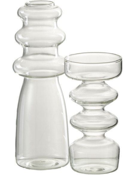 Vase Cylindrique Luna Hauteur 20 cm en Verre Transparent - 2