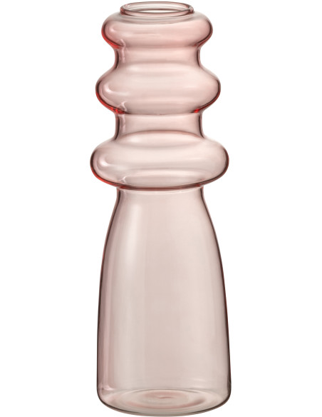 Vase Cylindrique Luna Hauteur 20 cm en Verre Rose - 1