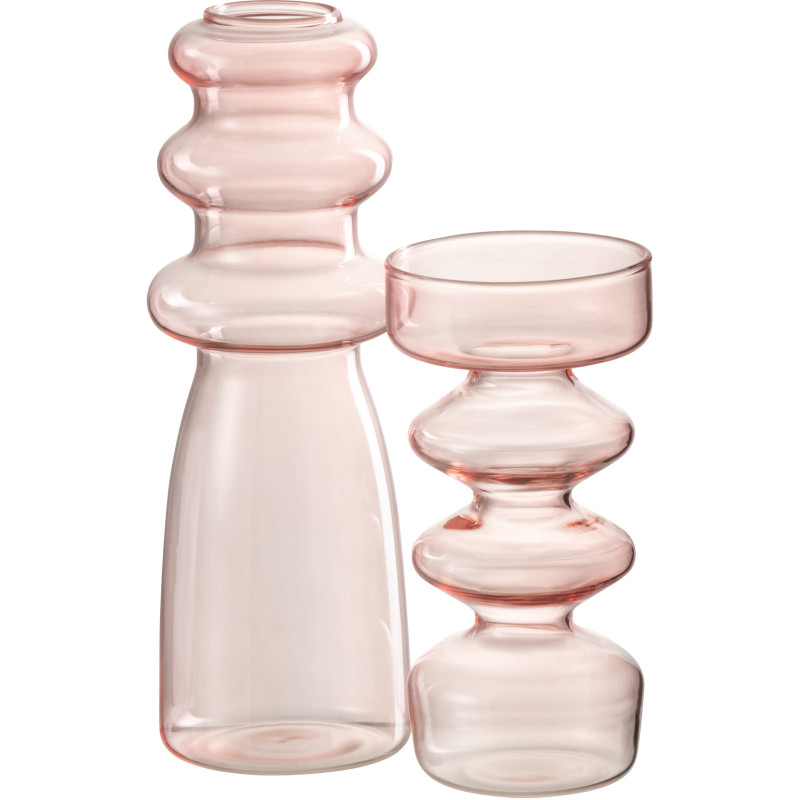 Vase Cylindrique Luna Hauteur 20 cm en Verre Rose - 2