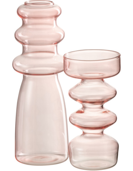 Vase Cylindrique Luna Hauteur 20 cm en Verre Rose - 2