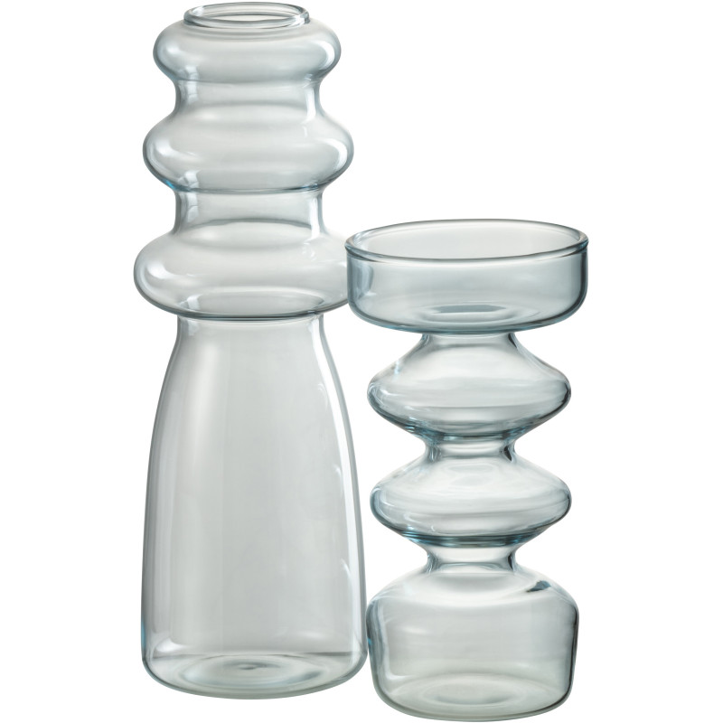 Vase Cylindrique Luna Hauteur 20 cm en Verre Bleu - 3