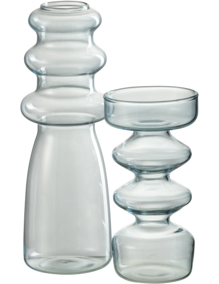 Vase Cylindrique Luna Hauteur 20 cm en Verre Bleu - 3