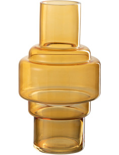 Vase Cylindrique Rino Hauteur 25 cm en Verre Ocre - 1
