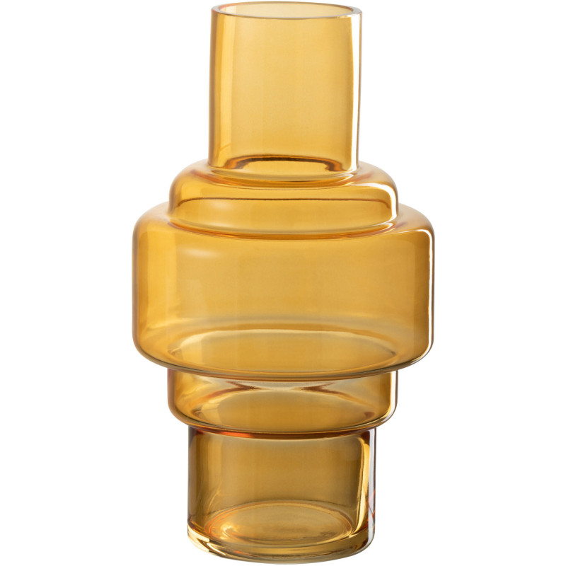 Vase Cylindrique Rino Hauteur 25 cm en Verre Ocre - 1