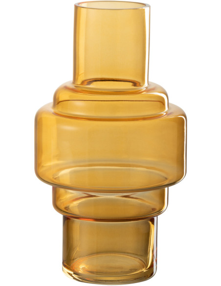 Vase Cylindrique Rino Hauteur 25 cm en Verre Ocre - 1