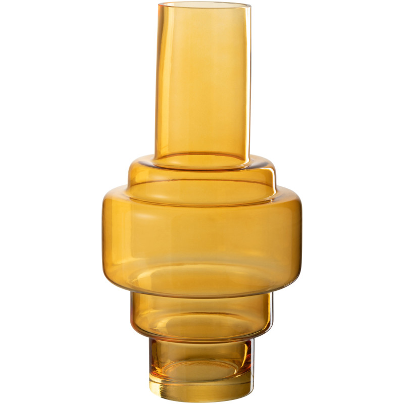 Vase Cylindrique Rino Hauteur 35 cm en Verre Ocre - 1