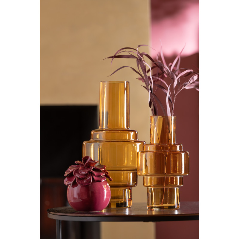 Vase Cylindrique Rino Hauteur 35 cm en Verre Ocre - 2