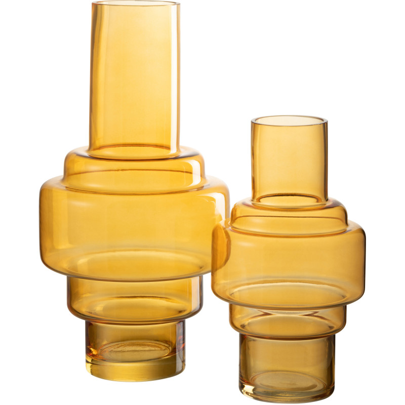 Vase Cylindrique Rino Hauteur 35 cm en Verre Ocre - 3