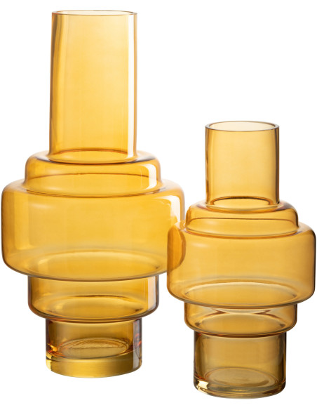 Vase Cylindrique Rino Hauteur 35 cm en Verre Ocre - 3