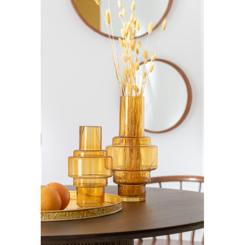 Vase Cylindrique Rino Hauteur 35 cm en Verre Ocre - 4