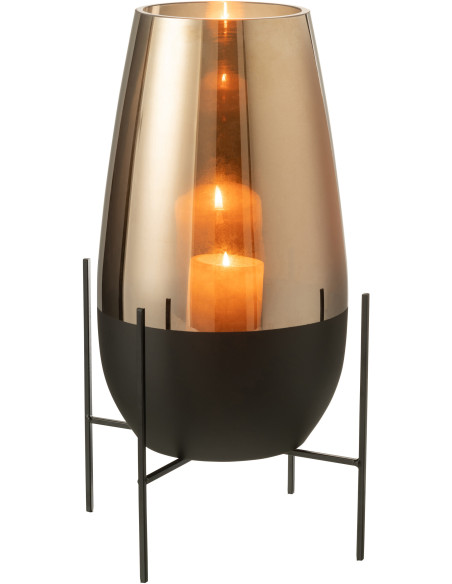 Vase Ovale Milan Hauteur 45 cm en Verre Doré Métal Doré Sur Pied - 2