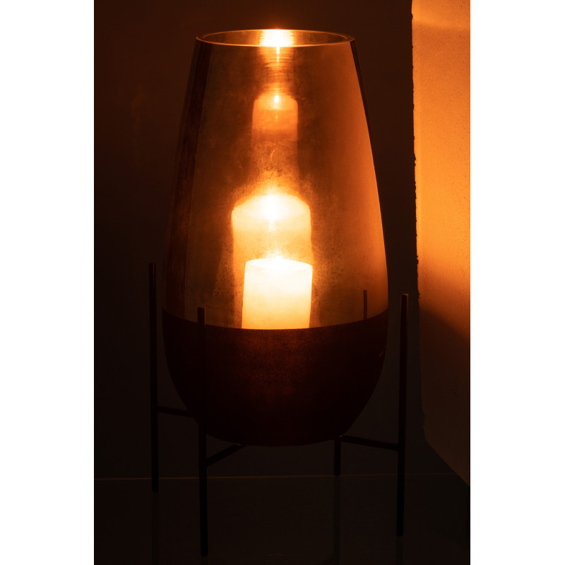 Vase Ovale Milan Hauteur 45 cm en Verre Doré Métal Doré Sur Pied - 3