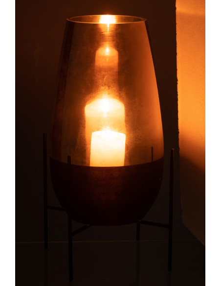 Vase Ovale Milan Hauteur 45 cm en Verre Doré Métal Doré Sur Pied - 3