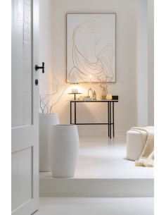 Console Ovale 1 étagère Verona en Marbre Blanc Métal Noir - 1 2