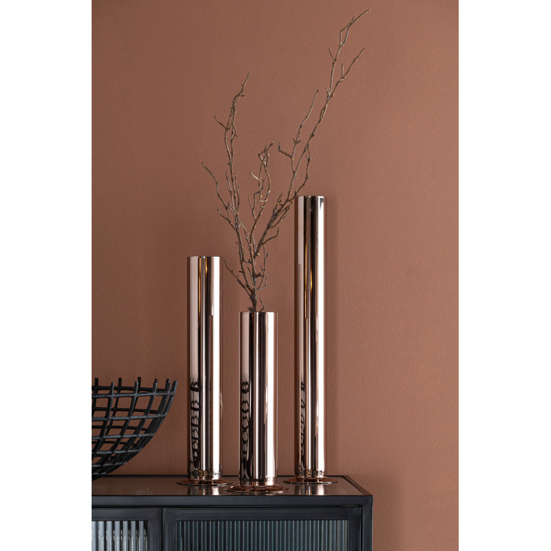 Vase Cylindrique Cooply Hauteur 25 cm en Verre Cuivré - 2