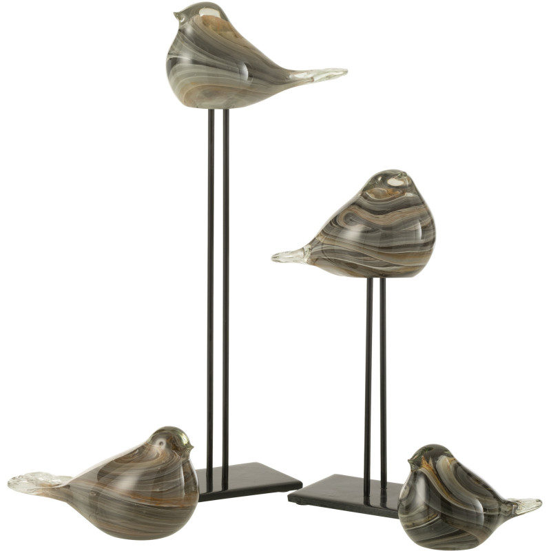 Décoration sur pied Oiseau 45 cm Dharma en Verre Beige Métal Noir - 3