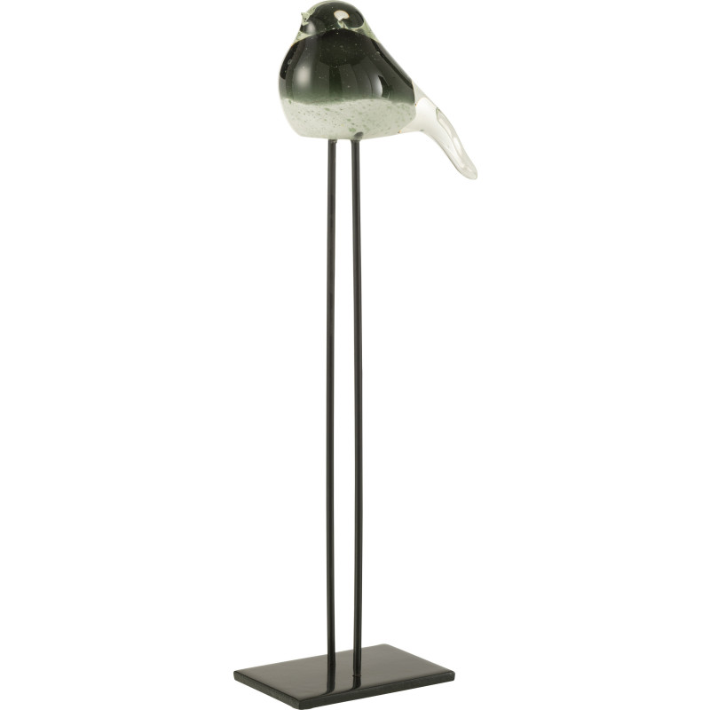 Décoration sur pied Oiseau 45 cm Dharma en Verre Vert Métal Noir - 1