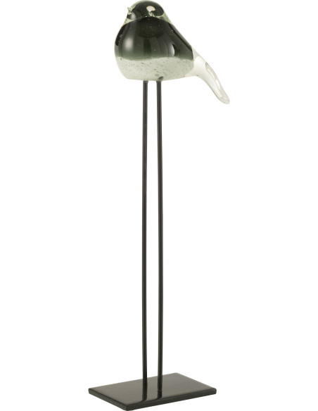 Décoration sur pied Oiseau 45 cm Dharma en Verre Vert Métal Noir - 1