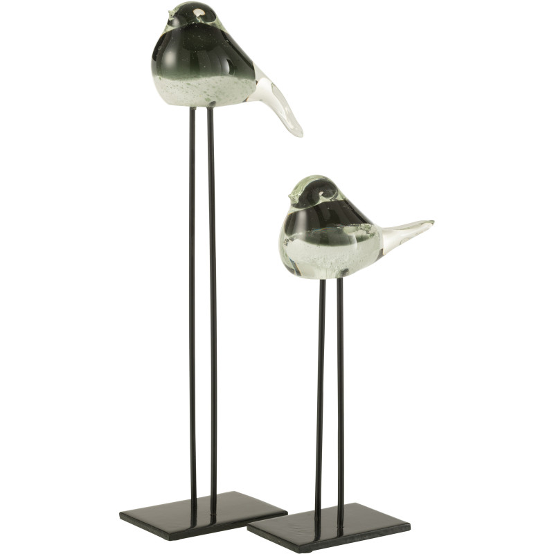 Décoration sur pied Oiseau 45 cm Dharma en Verre Vert Métal Noir - 2