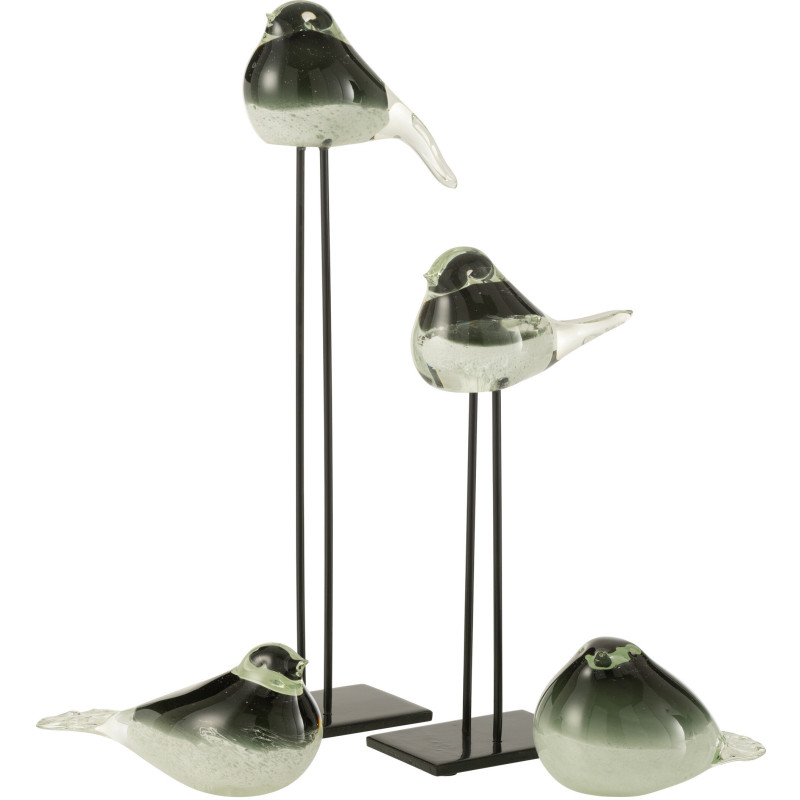 Décoration sur pied Oiseau 45 cm Dharma en Verre Vert Métal Noir - 3