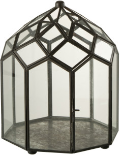 Terrarium pour plante en verre et métal noir 23 cm - 1