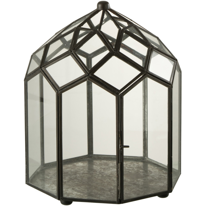 Terrarium pour plante en verre et métal noir 23 cm - 1
